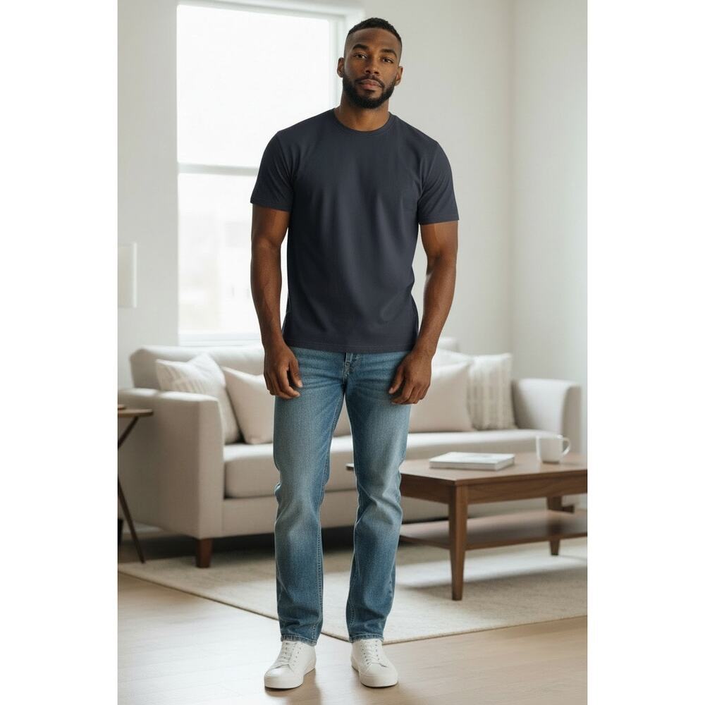 Eddie Bauer Lounge T Shirt Medium Navy Short Sleeve Cotton Blend Classic Casual